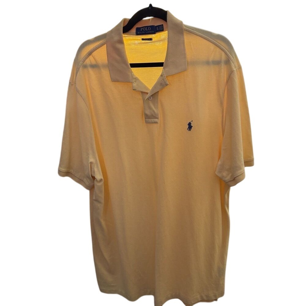 POLO RALPH LAUREN Polo Shirt Classic Soft Knit Collared Yellow‎ Mens Size XL